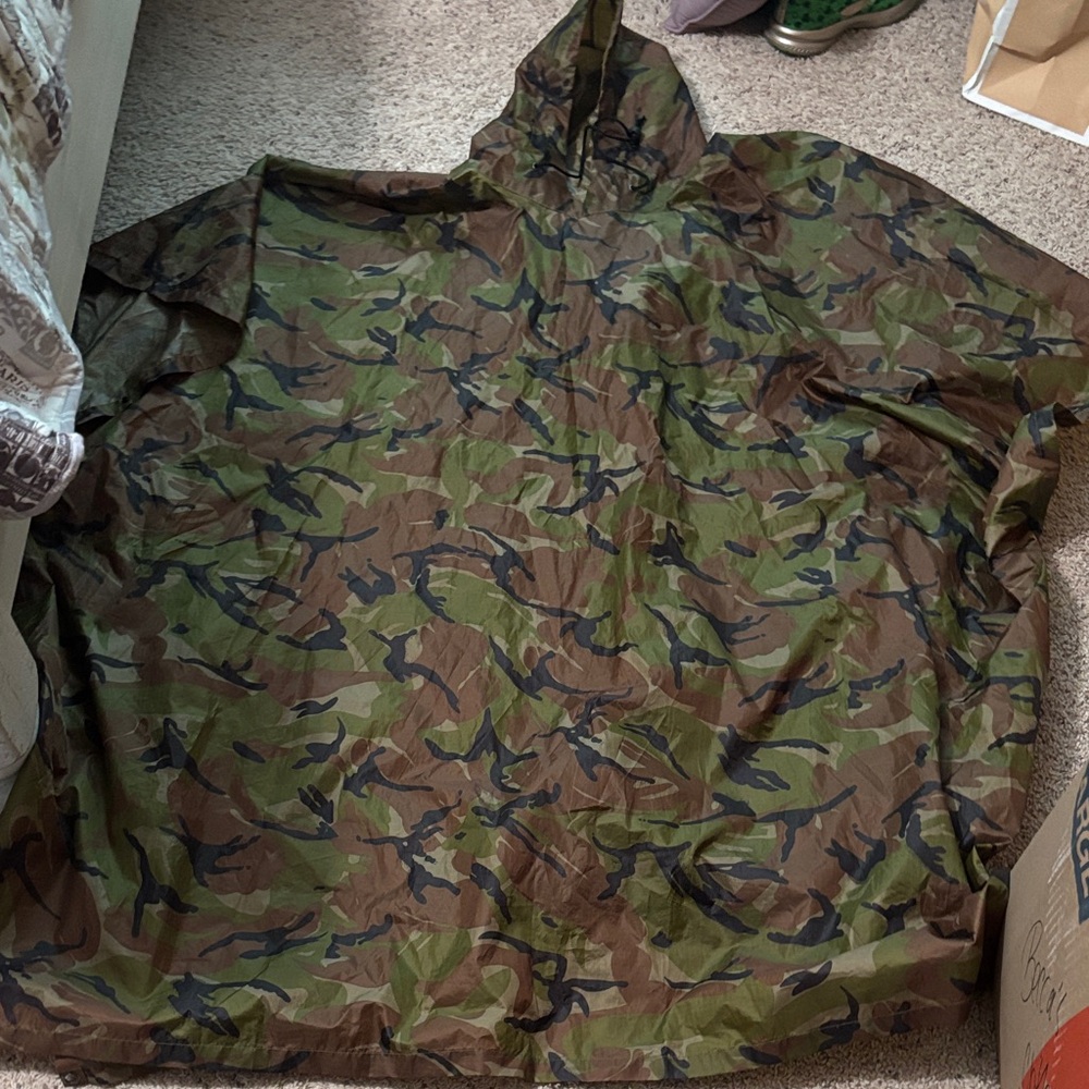 Oversized camo poncho